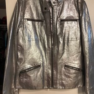Chico’s Silver leather jacket